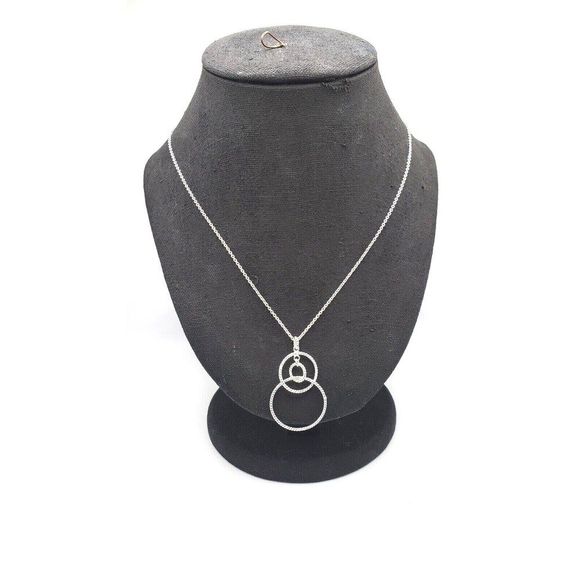 Silver Triple Circle Necklace Stamped IBB CN 18 inches Long Contemporary - Picture 1 of 7